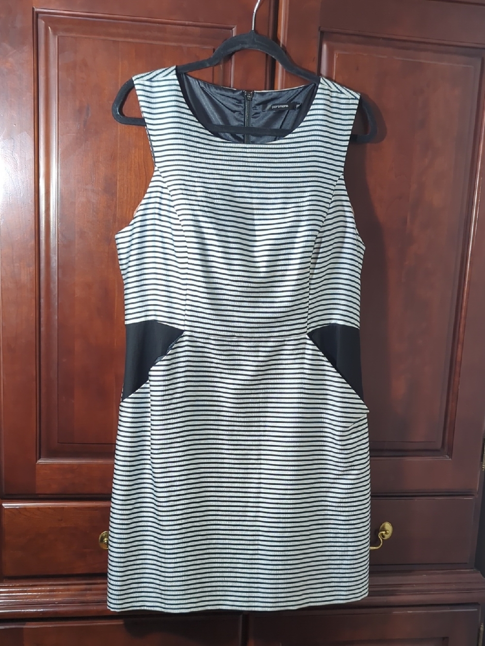 Portmans Black and White Striped Sleeveless Mini Dress